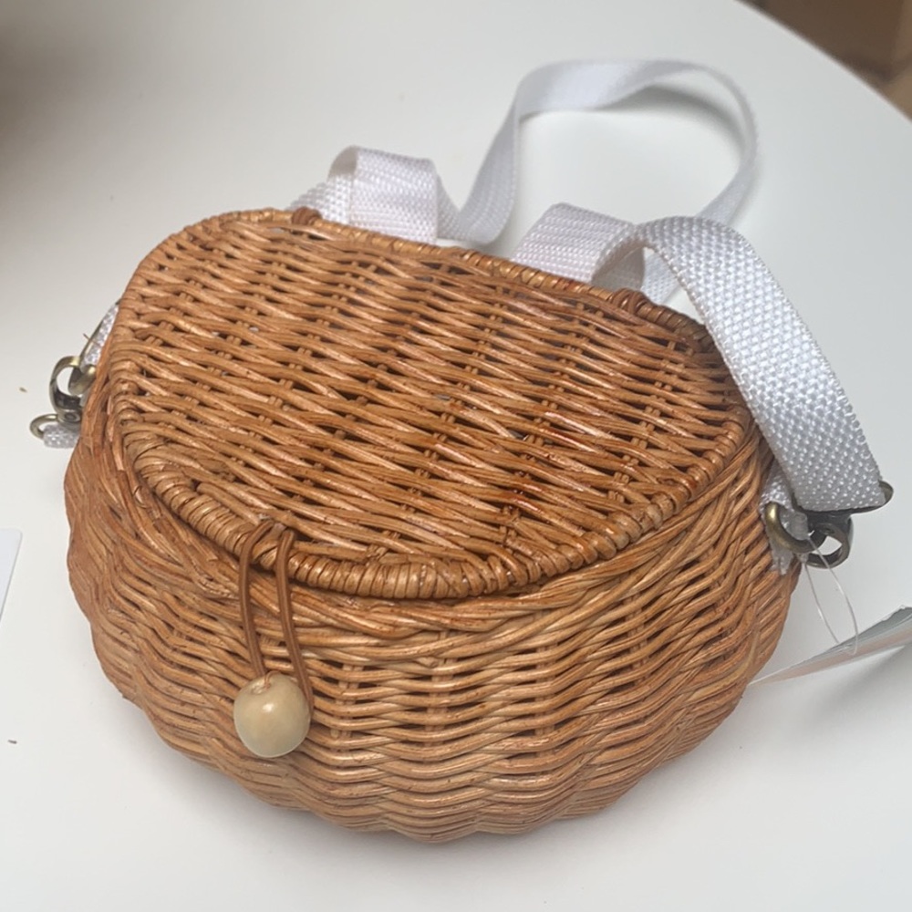 Rattan toddler bike basket/backpack